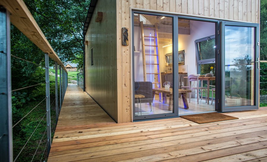 Chalet in Tree Branches Woodpecker